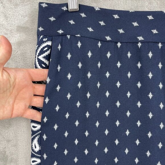 CAbi Track Star Navy White Bandana Print Wide Leg Casual Flowy Pants - Picture 4 of 13